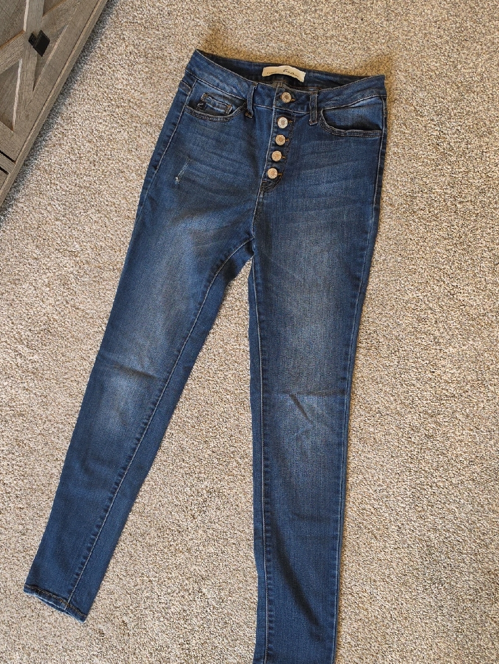 KanCan Dark Blue High-Rise Button-Fly Skinny Jeans